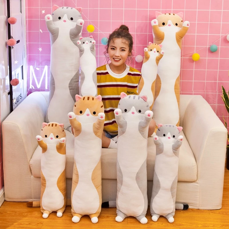 หมอน ตุ๊กตาแมว หมอนยาวยัดนุ่น สามารถกอด พิงได้ เนื้อสัมผัสนุ่ม พร้อมส่ง
