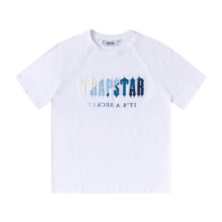 เสื้อยืดแขนสั้นเสื้อยืดแขนสั้น ปักลาย Trapstar สีพื้น สําหรับผู้ชาย และผู้หญิงS-5XL