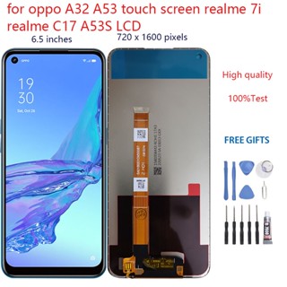 อะไหล่หน้าจอสัมผัสดิจิทัล LCD แบบเปลี่ยน สําหรับ OPPO A53 A33 A32 A53S C17 Realme 7i