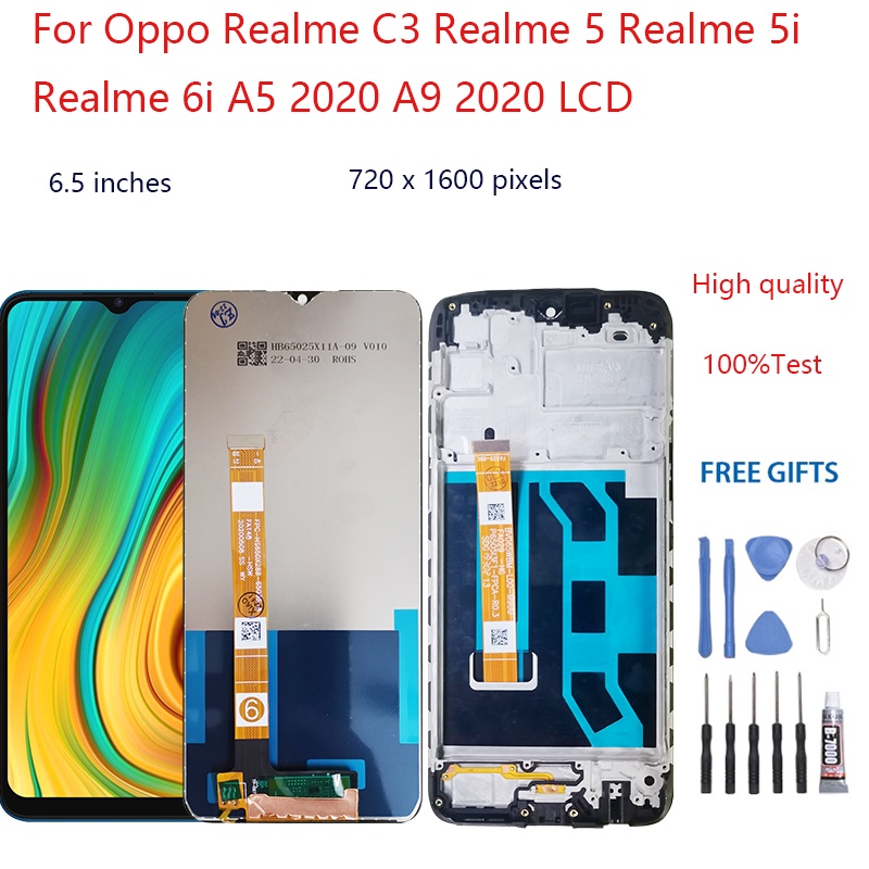 อะไหล่หน้าจอ LCD แบบเปลี่ยน สําหรับ OPPO Realme C3 Realme 5 Realme 5i Realme 6i A5 2020 A9 2020
