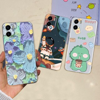 เคสโทรศัพท์มือถือ ซิลิโคนนิ่ม TPU ลายนักบินอวกาศ ดอกไม้ สําหรับ Vivo Y15A Y15s Y15c 2023 Y 15A Y15s