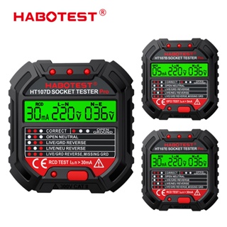 Habotest HT107 Pro เครื่องทดสอบแรงดันไฟฟ้า ปลั๊ก EU ตรวจสอบเฟสขั้วโลก