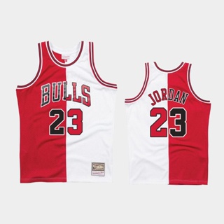 เสื้อกีฬาแขนสั้น ลายทีม Mitchell &amp; Ness Michael Jordan Red Chicago Bulls 1984-85 สไตล์คลาสสิก สําหรับผู้ชาย