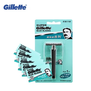 Gillette มีดโกนสําหรับผู ้ ชาย Super Blue มีดโกนหนวดความปลอดภัยโกน Face Care คู ่ มือมีดโกนโกนหนวดเคราเครื ่ องโกนหนวด