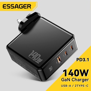 Essager อะแดปเตอร์ที่ชาร์จ 140w Gan รองรับ PPS PD3.1 QC 3.0 usb Type c 2C1A สําหรับแล็ปท็อป โทรศัพท์มือถือ samsung