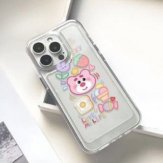 เคสโทรศัพท์มือถือ แบบใส ลายหมีสตรอเบอร์รี่ สําหรับ iphone 14promax 11 13 12 7Plus X XS Max