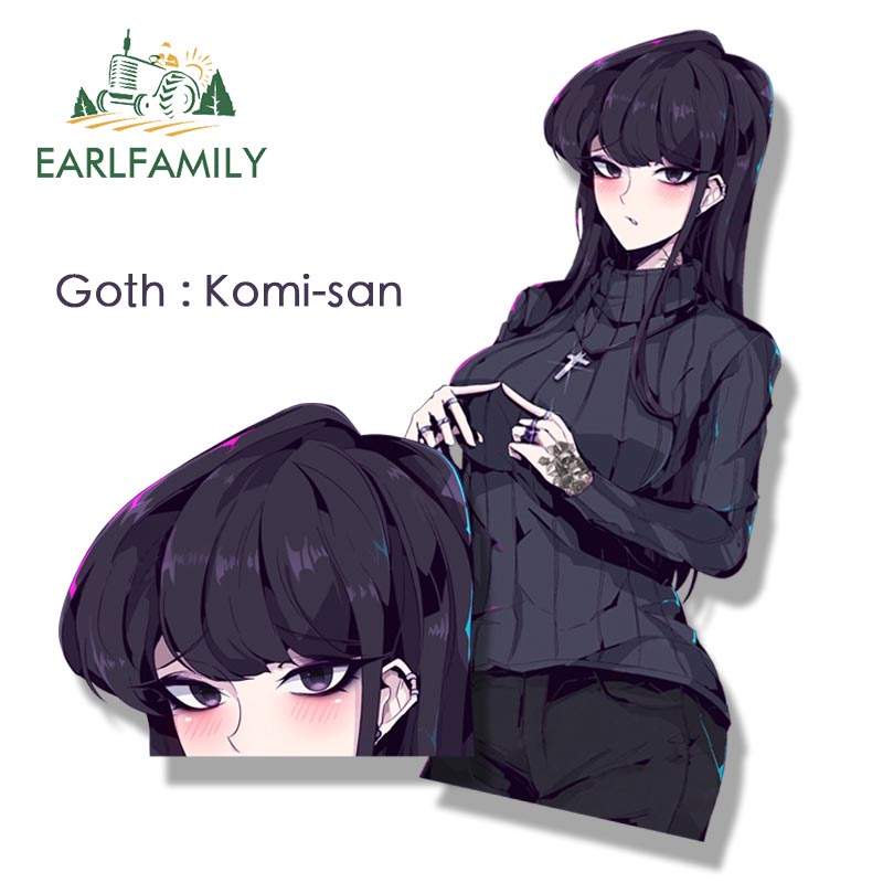 EARLFAMILY Gothic Komi-san Fanart รถสติกเกอร์อะนิเมะ Komi สามารถt Communicate Sketch Waifu Decal JDM การ์ตูน Graffiti Peek สติกเกอร์