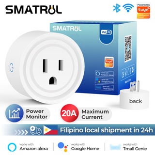 Smatrul อะแดปเตอร์ซ็อกเก็ตไร้สาย 20A 16A WiFi Tuya WiFi ปลั๊ก US APP เสียง Google Home Amazon Alexa ไฟ LED สําหรับติดผนังบ้าน