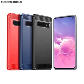 สําหรับ Samsung Galaxy S10 S10E Plus TPU คาร์บอนไฟเบอร์ ส่วนบุคคล แปรง ป้องกันการหล่น ป้องกันลายนิ้วมือ เคสโทรศัพท์มือถือ แบบนิ่ม