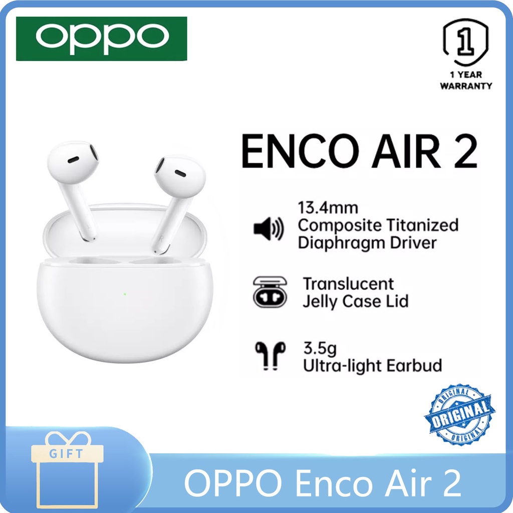 Oppo Enco Air2 หูฟังบลูทูธไร้สาย ไมโครโฟนตัดเสียงรบกวน IPX4 กันน้ํา สําหรับเล่นกีฬา