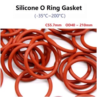 CS5.7MM  OD40~210MM Red Silicone O-Ring Washer  Thickness 5.7MM Rubber Seal Ring Heat-Resistant Food Grade สีแดงซิลิโคนแหวนปะเก็น  ซิลิโคน O แหวนปะเก็นยางเกรดอาหารแหวนซีล VMQ Assortment เครื่องมือฉนวนกันน้ำ