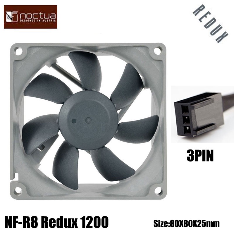 Noctua NF-R8 Redux-1200/1800/1800PWM 80mmx80mmx25mm 1200RPM พัดลมเสียงรบกวนต่ํา 8cm พัดลม SSO แบริ่ง