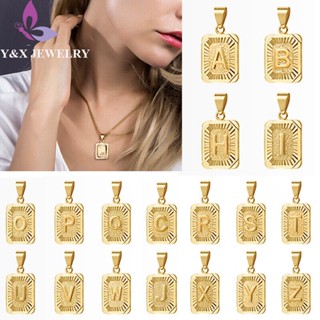 【Y&amp;X】สร้อยคอสเตนเลส ทอง 18K จี้ตัวอักษร A-Z 26 ตัว เครื่องประดับ สําหรับผู้ชาย ผู้หญิง