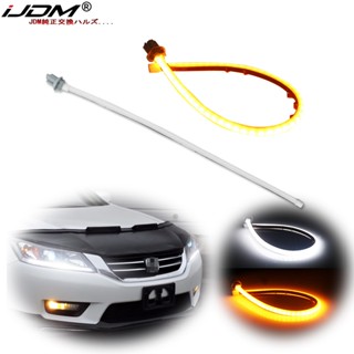 Ijdm ไฟหน้ารถยนต์ LED DRL สีขาว สีเหลืองอําพัน สําหรับ Honda Accord 4 ประตู Sedan 2013 2014 2015 2 ชิ้น