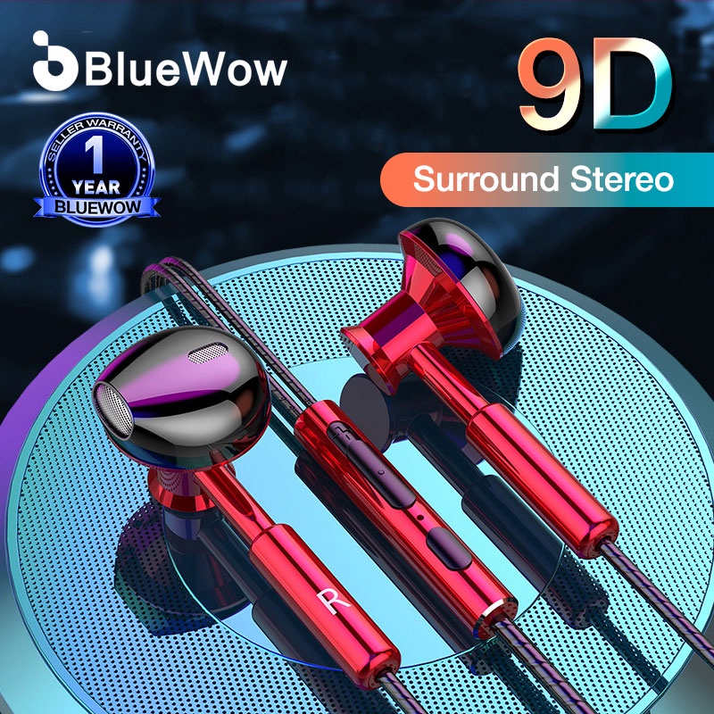 Bluewow ชุดหูฟังสเตอริโอ 9D พร้อมไมโครโฟน A601 พร้อมไมโครโฟน