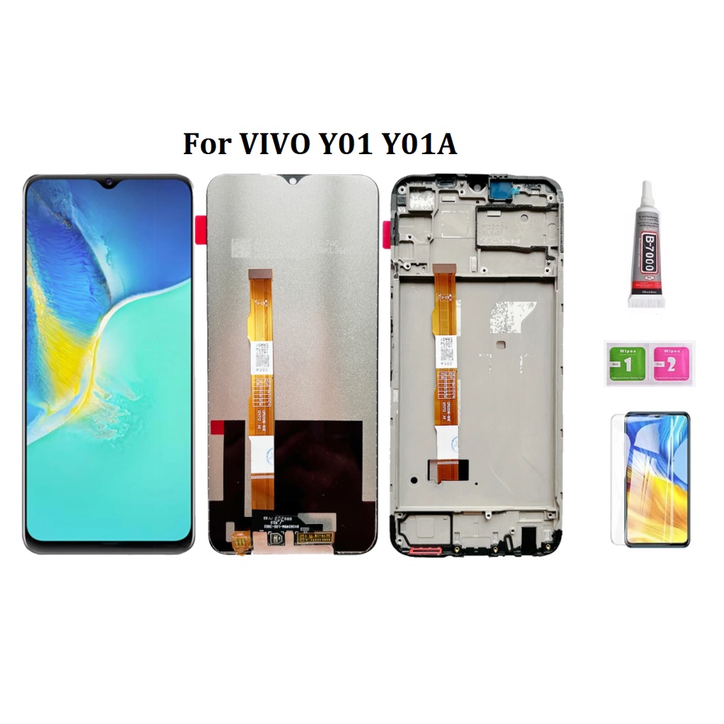 LCD กรอบสําหรับ VIVO Y01 Y01A Y01S Y10 จอแสดงผล LCD พร้อมหน้าจอสัมผัสแผงกระจก Monitor