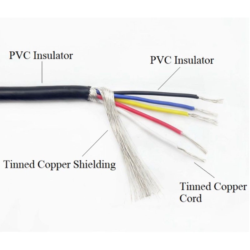 สายเคเบิลสัญญาณเสียง ทองแดง 30 28 26 24 22 20 18 AWG Channel Audio 2 3 4 5 6 8 Core UL2547 ยาว 1 เมตร สีดํา