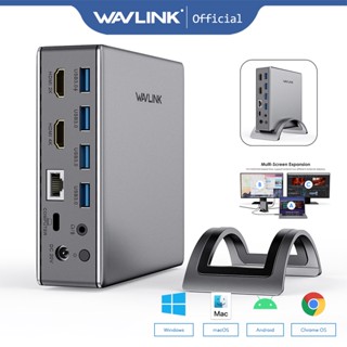 Wavlink อะแดปเตอร์ฮับหน้าจอแล็ปท็อป USB3.0 4K สําหรับ M1 M2 Thunderbolt 3 4 พร้อม PD 100W