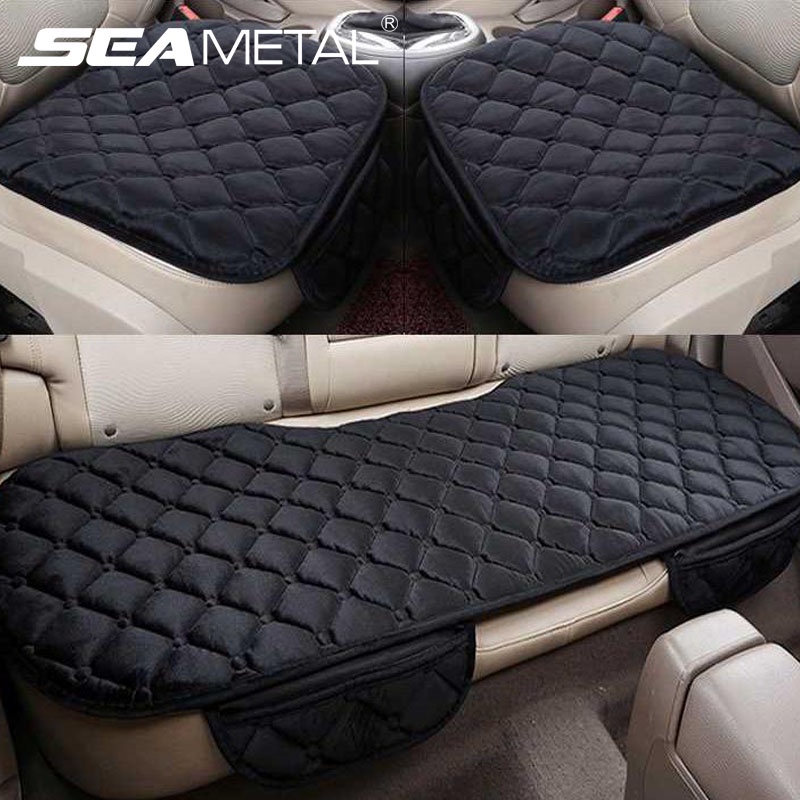 Seametal ผ้าคลุมเบาะรถยนต์ ผ้ากํามะหยี่ขนนิ่ม สากล กันลื่น ชุดเบาะรองนั่งเก้าอี้ ป้องกัน พร้อมช่องเก็บของ อุปกรณ์ตกแต่งภายในรถยนต์ พรมหุ้มเบาะ