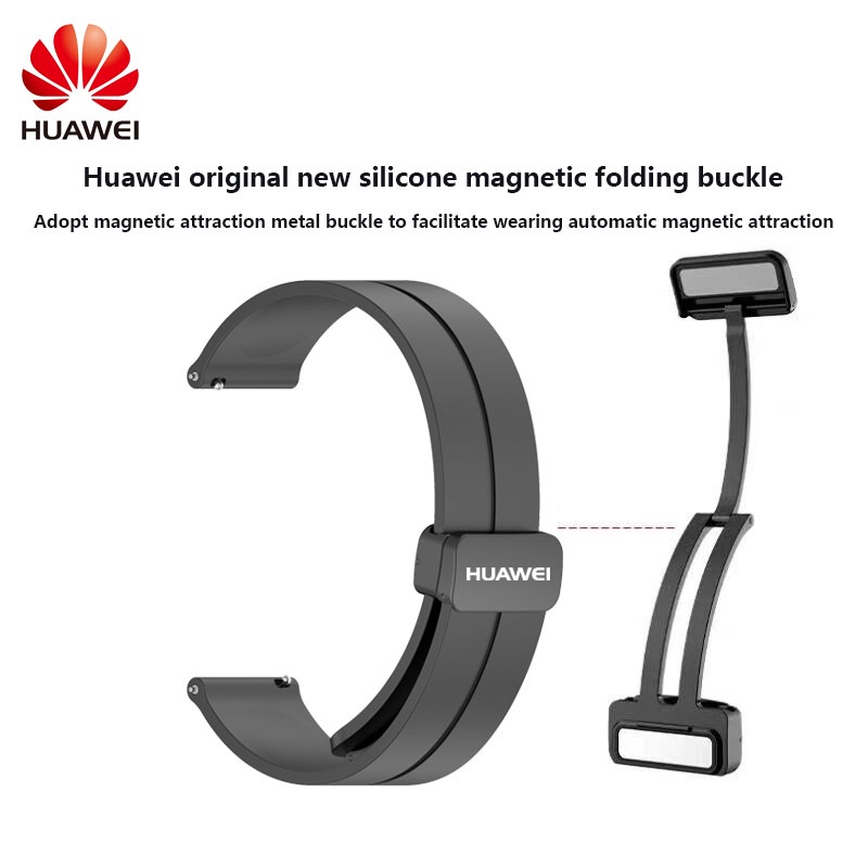 20/22 มม.ใหม่HuaweiสายนาฬิกาGT GT3pro GT2e 2pro GT2 GT3GT4GT5GT6PRO/42/43/46 มม.สําหรับนาฬิกาHuawei 3Pro Buds SE GT Runnerซิลิโคนการดูดซึมแม่เหล็กแฟชั่นสายกีฬา