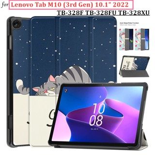 For Lenovo Tab M10 (3rd Gen) 10.1" 2022 Sleep wake  Tablet Cover TabM10 Gen3 TB-328F TB-328FU TB-328XU PU Ultra-thin Flip Stand Folding Stand Magnetic Cover