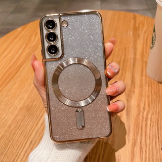 Wireless Magnetic Charging  Samsung S23 Ultra S22 Plus S21 fe Casetify Transparent Glitter Plating Lens Protection Soft Casing