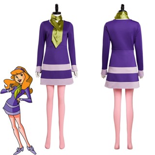 พร้อมส่ง ชุดเดรสคอสเพลย์ Scooby Doo Where Are You Daphne Blake สําหรับปาร์ตี้ฮาโลวีน