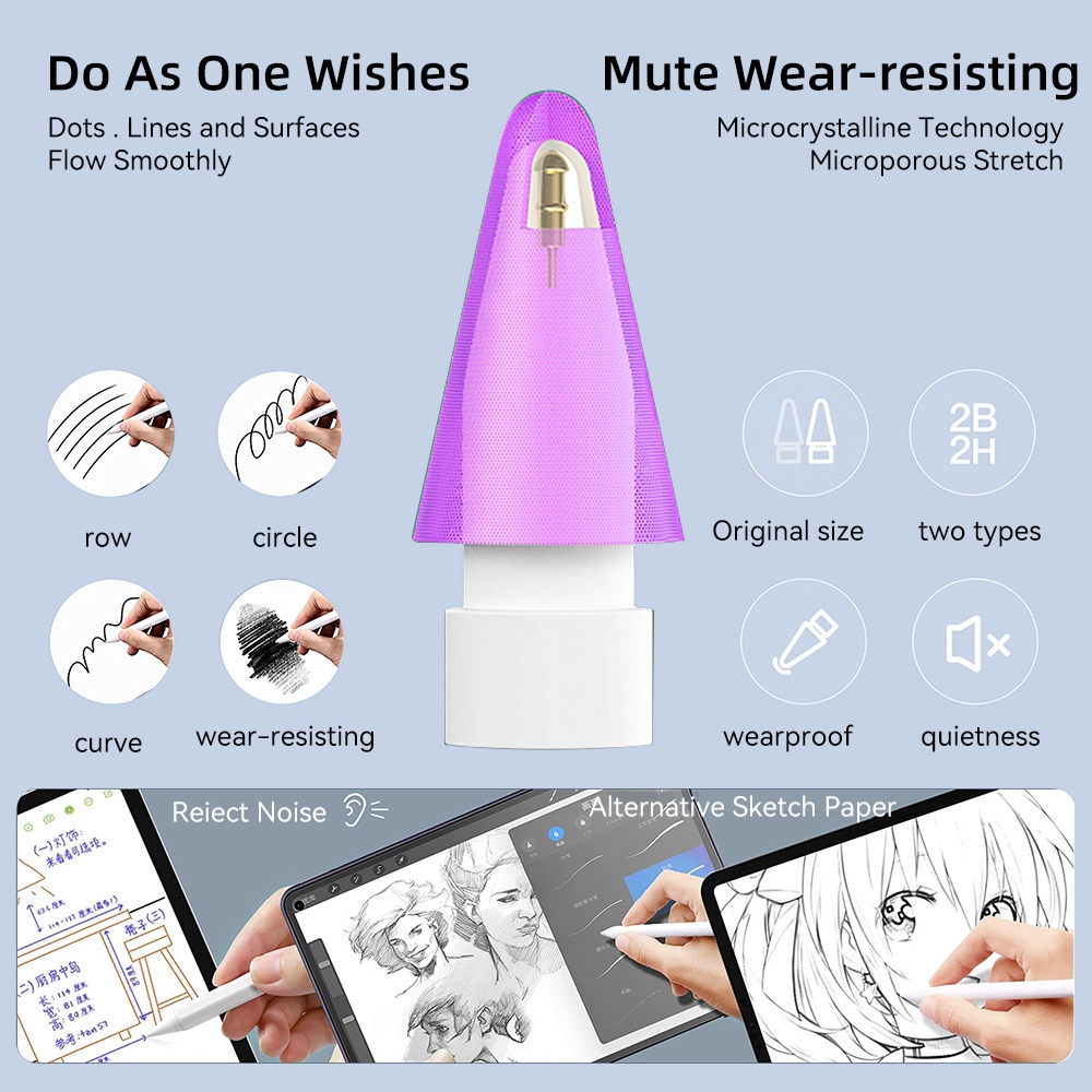 Donycase Stylus เปลี่ยน Nibs สําหรับ Apple Pencil 1st 2nd Generation USB-C Pro 2024 เปลี่ยนเคล็ดลับ 2H 2B 3.0 4.0 Soft และ Hard Double-Layered iPad Stylus Nib - รูปที่ 3