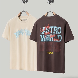 เสื้อยืดแขนสั้น คอกลม พิมพ์ลายตัวอักษร Travis Scott Astroworld ขนาดใหญ่ สําหรับผู้ชาย และผู้หญิง