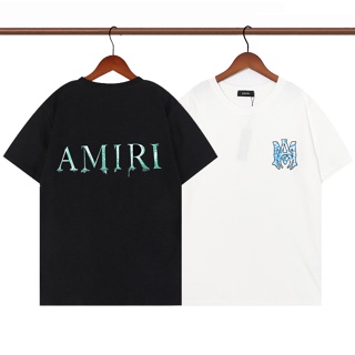 Amiri เสื้อยืดแขนสั้น ผ้าฝ้าย พิมพ์ลาย สไตล์คลาสสิก แฟชั่นคู่รัก สําหรับทุกเพศ