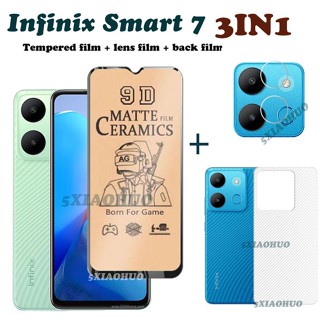 3in1 infinix Smart 7 กระจกนิรภัยเซรามิก infinix Smart 6 Plus ฟิล์มนิ่ม เนื้อด้าน + ฟิล์มเลนส์ + ฟิล์มด้านหลัง