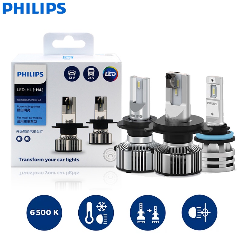 Philips Ultinon Essential G2 LED H1 H4 H7 H8 H11 H16 HB3 HB4 HIR2 9003 9005 9006 9012 6500K ไฟหน ้ ารถหมอกโคมไฟ ( แพ ็ ค 2 )