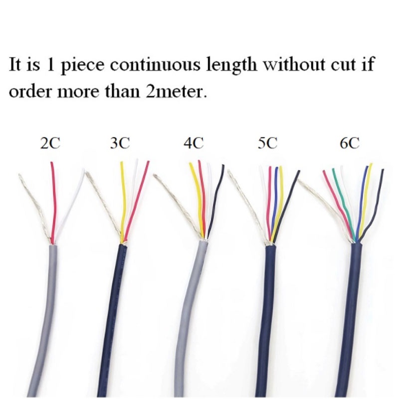 สายเคเบิลสัญญาณเสียง ทองแดง 30 28 26 24 22 20 18 AWG Channel Audio 2 3 4 5 6 8 Core UL2547 ยาว 1 เมตร สีดํา
