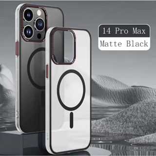 【Metal lens+Metal buttons/Matte acrylic hard case/Black color】 เคส compatible for iPhone 13 pro 13 14 pro max case