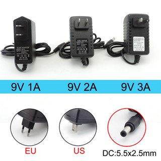 อะแดปเตอร์แปลงพาวเวอร์ซัพพลาย AC 110V 220V เป็น DC 9V 1A 2A 3A 9V2A 9V1A EU US 1000ma 2000ma 3000ma สําหรับเราเตอร์ 5.5x2.5 มม.