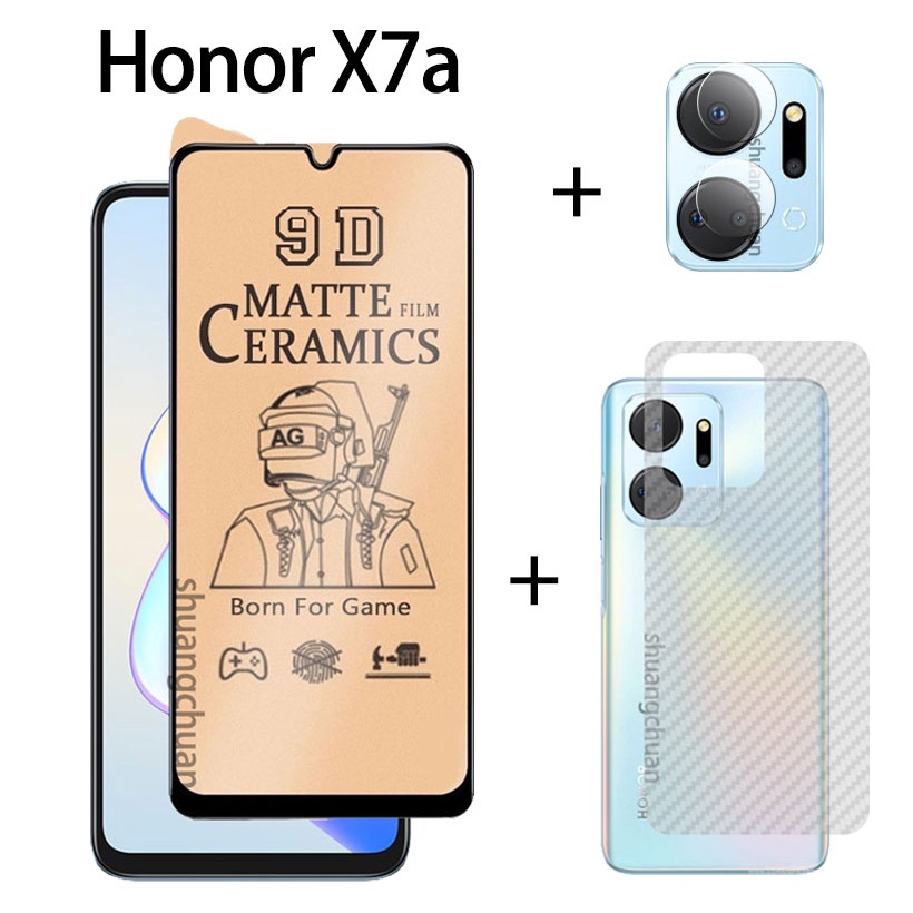 3in1 ฟิล์มกันรอยหน้าจอเซรามิค ฟิล์มคาร์บอนไฟเบอร์ ฟิล์มด้านหลัง ฟิล์มเลนส์ สําหรับ Honor X7a Honor X