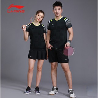 Li Ning ใหม่ ชุดแข่งแบดมินตัน แขนสั้น ระบายอากาศ สําหรับผู้ชาย ผู้หญิง 2025