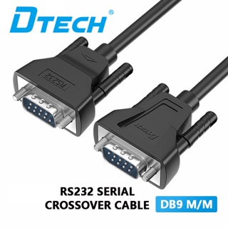 สายเคเบิ้ล Dtech RS232 Serial Cable DB9 to DB9 Male to Male Zero Adjustment Decontroller Cable Cross TX RX Cable สําหรับสื่อสารข้อมูล (สีดํา)