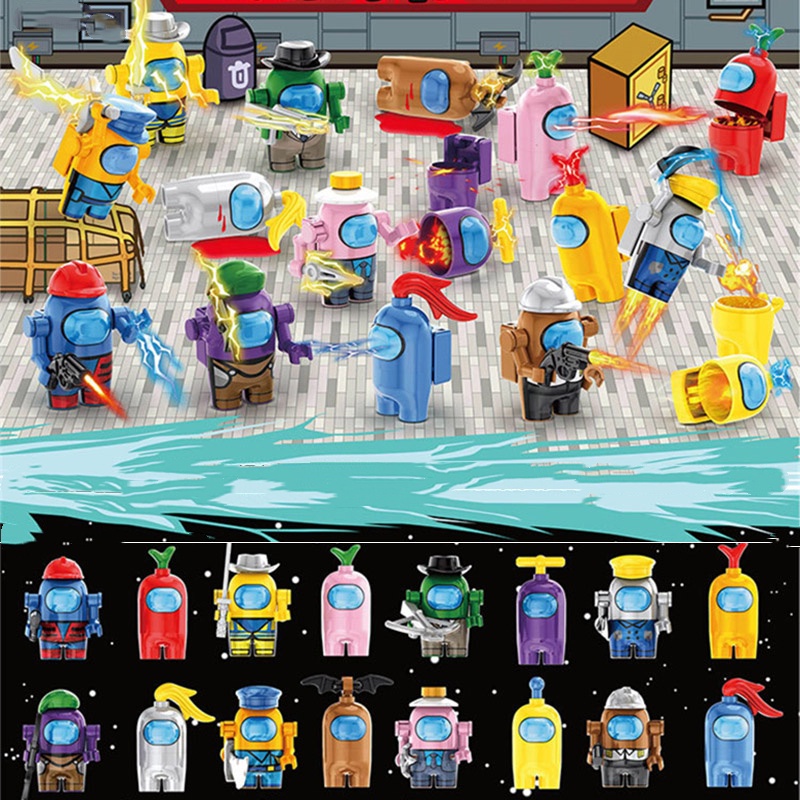 บล็อกตัวต่อเลโก้ รูปเกม AMONG US แฮนด์เมด ของเล่นสําหรับเด็ก 16 ชิ้น ต่อชุด 16 ชิ้น ต่อชุด