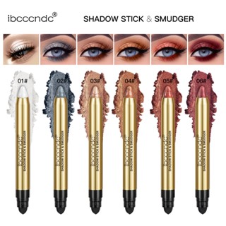 Ibcccndceye Shadow Stick แต่งหน้า, อายแชโดว์ไฮไลท์ แบบสองหัว, ดินสออายแชโดว์ สีครีม, พร้อมฟองน้ําอายแชโดว์