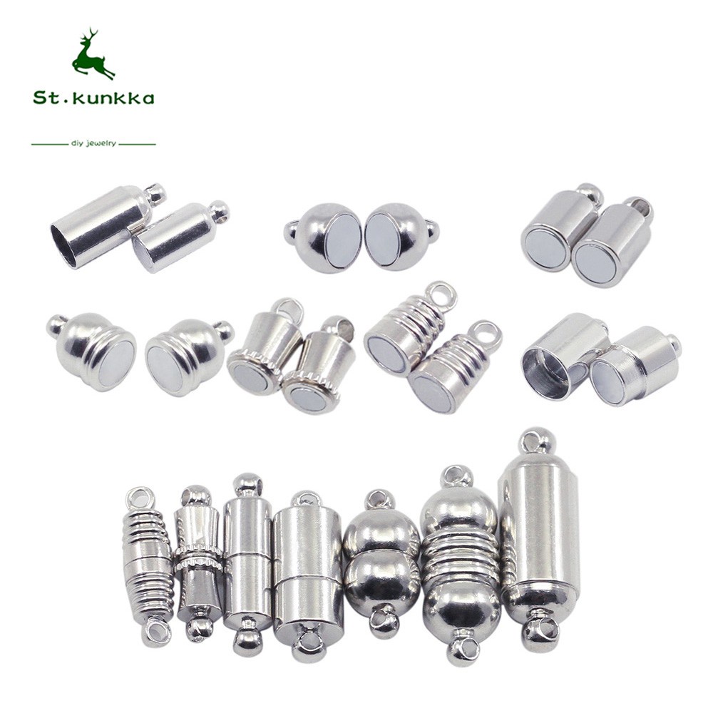 St. kunkka 10 ชิ้น/กลุ่มแม่เหล็กหัวเข็มขัดสแตนเลสสร้อยข้อมือหนังสร้อยคอเชื่อมต่อเครื่องประดับอุปกรณ์เสริมทํา DIY