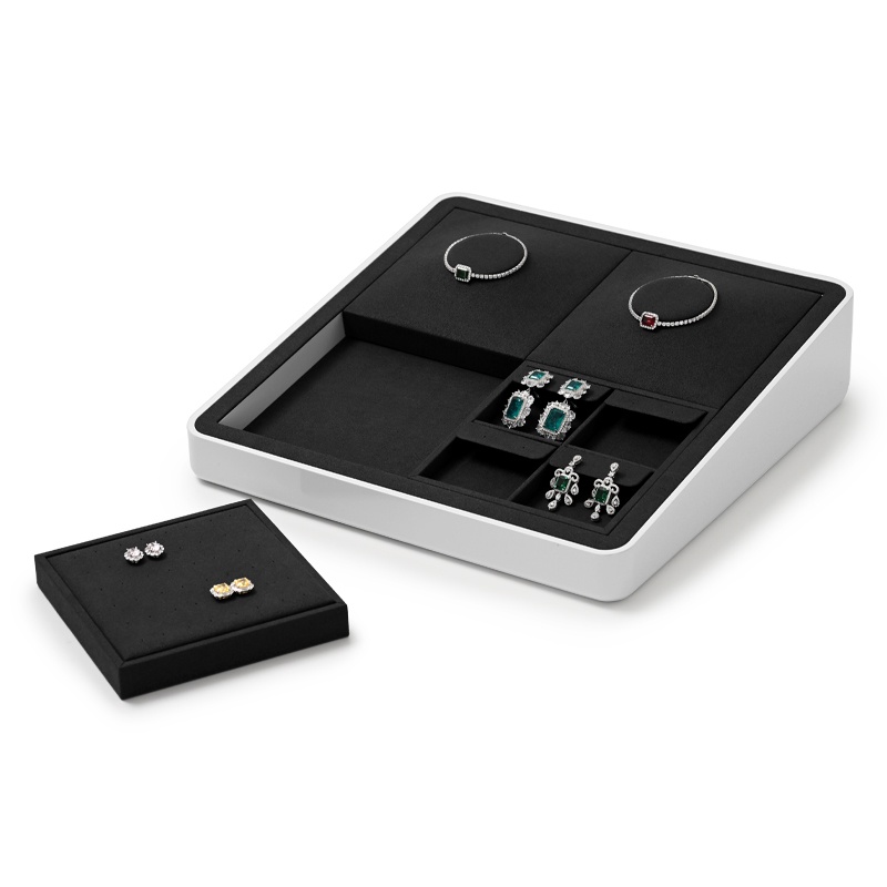 Oirlv ถาดกํามะหยี่ วางซ้อนกันได้ สําหรับจัดเก็บเครื่องประดับ แหวน สร้อยข้อมือ สร้อยคอ นาฬิกา P137