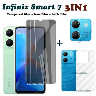 3-in-1 กระจกนิรภัย Infinix Smart 7 6 Smart 5 กระจกนิรภัยกันรอยหน้าจอ กระจกนิรภัย Infinix Smart 7 กระจกนิรภัยแบบเต็มจอ + ฟิล์มกล้อง + ฟิล์มด้านหลัง