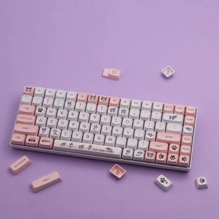 Xda ปุ่มกดคีย์บอร์ด PBT ลาย Meow Kawaii น่ารัก สําหรับคีย์บอร์ด RK61 64 108