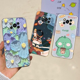 เคสโทรศัพท์มือถือ ซิลิโคนนิ่ม TPU ใส ลายนักบินอวกาศ ดอกไม้ สําหรับ Xiaomi POCO X3 POCO X3 NFC POCO X3 Pro 2023