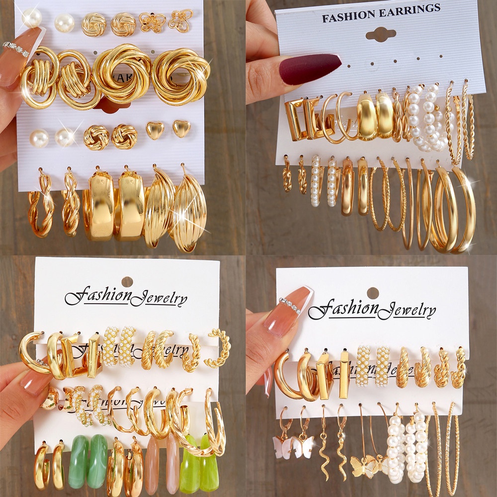 พร้อมส่ง -ซื้อ 6 แถม 1 ต่างหูห่วง โลหะ เงิน ทรงสี่เหลี่ยม ลายผีเสื้อ เรขาคณิต 49 ตัวเลือก สไตล์วินเทจ เรียบง่าย เครื่องประดับแฟชั่น สําหรับผู้หญิง