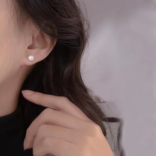 ต่างหูมุกขนาดเล็ก 7 มม. ดีไซน์เรียบง่าย พื้นฐาน ใส่ได้ทุกวัน