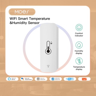 Moes Tuya Smart WiFi เครื่องวัดอุณหภูมิความชื้น เซนเซอร์ ไฮโกรมิเตอร์ เทอร์โมมิเตอร์ เครื่องตรวจจับการเชื่อมต่อฉากอัจฉริยะ พร้อม Alexa Google Home