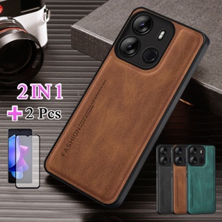 2 IN 1 เคสโทรศัพท์มือถือหนัง ทรงโค้ง ป้องกันหน้าจอเซรามิค หรูหรา สําหรับ Infinix Smart 7 X6515 X6517