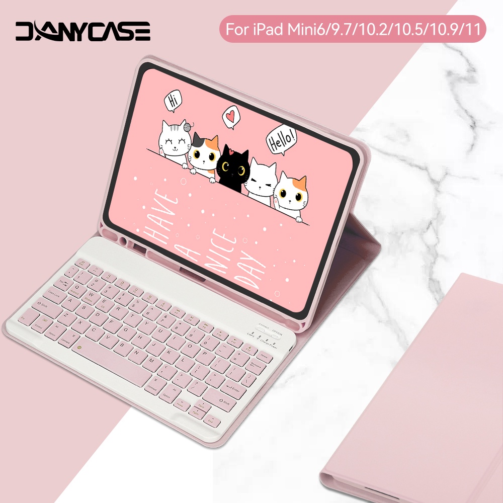 Donycase กรณีแป้นพิมพ์สําหรับ iPad Air 6th Gen 11 13 M2 2024 Pro M4 Mini 4/5/6 Air2 Pro 9.7 Air3 Pro 10.5 iPad Air4 Air5 10.9 iPad 10.2 7 8 9th iPad 9.7 5 6th